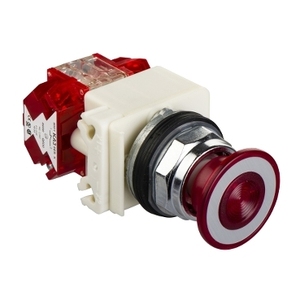 Per SCHNEIDER ELECTRIC 9001KR9P38RH25 Interruttore a pulsante illuminato Harmony 9001K in metallo 41mm, a fungo rosso 30mm, 2 posizioni - Product Image 1
