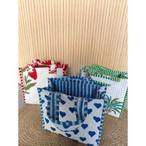 กระเป๋าโท้ทลายบลูฮาร์ทมินิแฮนด์บล็อกแบบนำกลับมาใช้ใหม่ได้ - Product Image 3