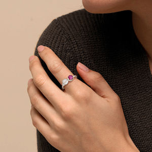 Anillo de piedras preciosas de perla de rubí Natural Toi Et Moi, Plata de Ley 925, chapado en oro rosa, joyería de moda para mujer, ropa de fiesta al por mayor - Product Image 4