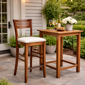 Premium Durable Solid Wood Midcentury Modern Rani Bar <b>Chair</b> <b>Upholstered</b> Seat Concave Backrest Counter Stool Kitchen Hotel Dining - Product Image 5