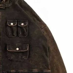 Nueva llegada Pullover Jeans Sudadera con capucha para hombres Casual Jeans Sudadera con capucha con puños acanalados - Product Image 3