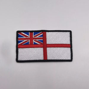 Prix usine conception personnalisée insignes de broderie à la machine sergé tissu adhésif Merrow bordure insignes de broderie ronpex - Product Image 1