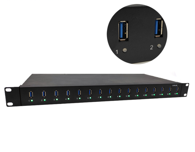 16-port 1U TYPE-C Charging Station Designed for 19-inch Cabinets in Computer Rooms, Conference Rooms, and Charging Workshops