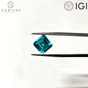 พลอยสังเคราะห์ AG Lab รูปทรง Asscher Octagon สีฟ้าพาราอิบาทองแดง YAG GARNET สำหรับทำเครื่องประดับ ได้รับการรับรองจาก IGI ขนาด 5x7 มม.-8x10 มม. - Product Image 6