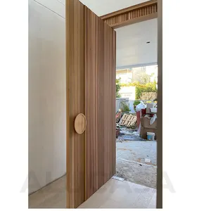 Alucasa 현대 가정 디자인 나무 판금 숨겨진 입구 문 사용자 정의 나무 슬레이트 옷장 캐비닛 문