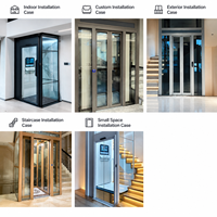 Mini-ascenseur domestique 3 étages en verre, capacité 200-400 kg, sans gaine, pour 1 personne, ascenseur résidentiel pour villa, adapté aux personnes handicapées ou âgées
