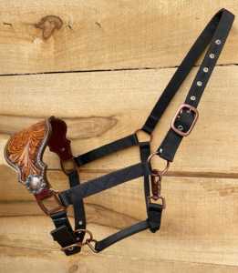 100% argentine peau de vache cuir cheval Western Bronc licou sculpté à la main chêne fruits cuivre matériel toute personnalisation OEM accepté - Product Image 6