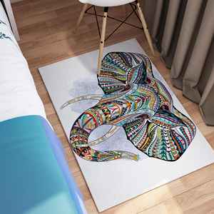 Ethnic Patterned Elephant <b>Rug</b>, Colorful <b>Rug</b>, Printed <b>Rug</b>,With Pile Soft <b>Rug</b> - Product Image 2