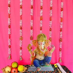 Mogra artificiel, or Ganesha séquence tentures Mandap décoration, décor de mariage Mehndi Sangeet, décor d'événement, décor de toile de fond - Product Image 1