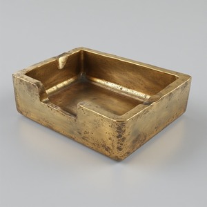 Handcrafted Round Brass Cigar Ashtray Polished Surface Artistic Pattern for Premium Tabletop Office Display Cigar Tube Storage - Product Image 3