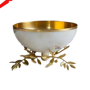 Bol de service en acier inoxydable avec feuille d'or et fleur pour restaurant et bar d'hôtel - Product Image 5