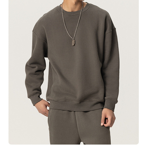 Sudadera de cuello redondo invierno peso pesado 350GSM algodón polar hombres colores lisos sudaderas con capucha para logotipo personalizado - Product Image 4