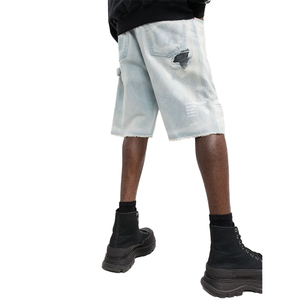 2026 moq bajo calle Casual algodón desgastado bolsillo hombres Jorts lavado holgado hombres pantalones cortos de mezclilla Jeans logotipo personalizado hombres holgados - Product Image 4