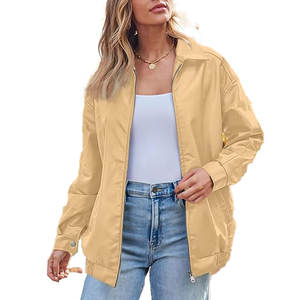 Otoño Invierno Casual Vintage chaqueta de cuero cuello alto cierre de un solo botón Color sólido logotipo frontal lavado técnica cremallera - Product Image 2