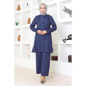 Ensemble décontracté Indigo MSW19224-2 avec hauts élégants à volants mi-longs, 100 % polyester, col rond - Product Image 3