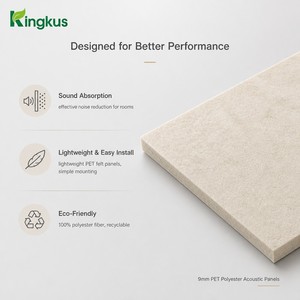 Panneau acoustique en fibre de polyester 9 mm, panneau mural insonorisant en feutre PET 2000 g/m², panneau acoustique anti-bruit Platinum KP-74 - Product Image 4