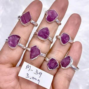 Anillos de Turmalina Rosa de Plata de Ley de Buena Calidad, Piedras Preciosas en Bruto, Precio al por Mayor, Anillos y Joyería de Plata - Product Image 2