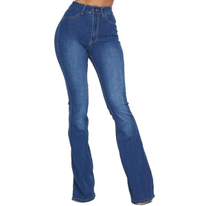 Jean vintage décontracté pour femme, coupe skinny, jambe évasée, en denim respirant, devant plat, séchage rapide, service OEM, personnalisable - Product Image 2