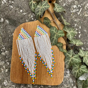 Boucles d'oreilles à breloques en perles faites à la main Tendance Accessoires de mode classiques longs turquoise à un tarif compétitif - Product Image 1