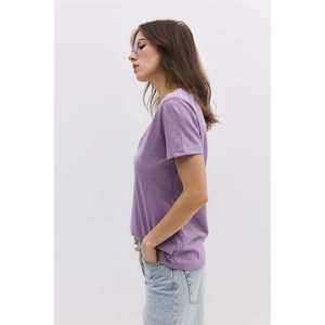 Casual Style Sparkly Fabric V Neck Basic Top - Product Image 2