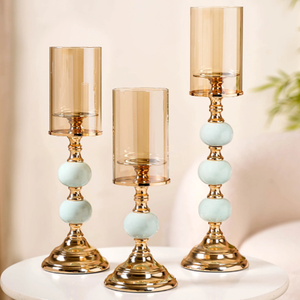 Handmade Design New Look Metal <b>Glass</b> <b>Hurricanes</b> Home Villa Tabletop Available Hand Painted Gold Finishing <b>Candle</b> <b>Holder</b> - Product Image 2