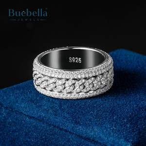 Anillo de enlace cubano de moissanita Micro pavimentado de Plata de Ley 925 Original para hombres para bodas y fiestas, joyería de gran oferta - Product Image 2