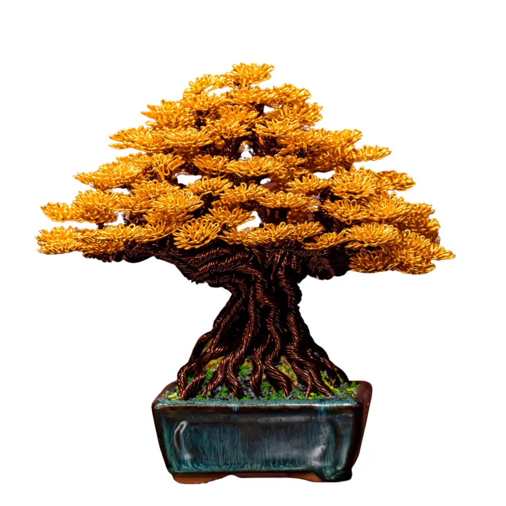 צבע כתום ארבע עונות bonsai צמח מלאכותי עץ בעבודת יד עץ הבית קישוט מקורה ב ויאטנם