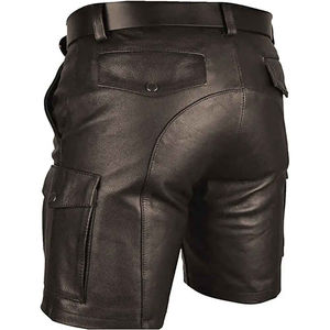 Nouveau pantalon en cuir PU de couleur unie décontracté hommes pantalons en cuir courts été mode tendance Club Punk Style Shorts pour hommes - Product Image 5