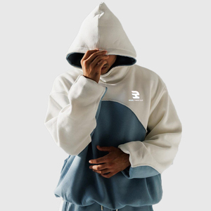 Oversize Heavyweight Hoodie Hombres Multi Panel Drop Shoulder Pullover Hood Mens Mid-Weight Baggy Hoodies Hombres - Product Image 1