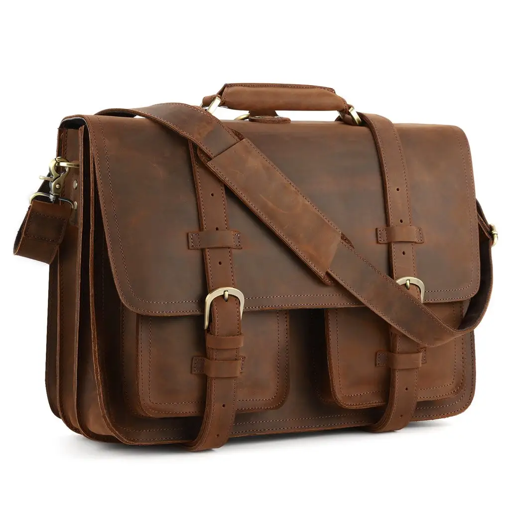 Leather Laptop Cross Body Messenger Bag Business Laptop Office Outdoor Travelling Large Big Capacity Leather Laptop Bags