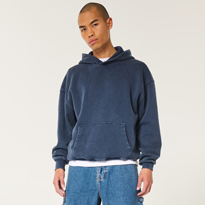 Sudadera con logotipo personalizado de fabricante de calidad superior de Invierno Azul Marino 320g sudaderas con capucha esenciales informales - Product Image 1