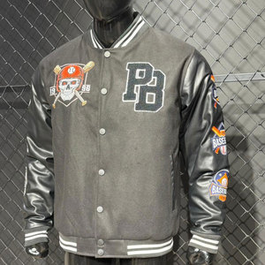 Chaqueta Universitaria de Béisbol Personalizada para Hombre, Bordado Chenille de Alta Calidad, Fabricante OEM, Chaqueta Varsity de Cuero Corta - Product Image 2