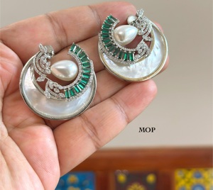 Trendy Best Quality <b>Silver</b> Plated Modern Moissanite <b>Stud</b> Earrings Wedding Party Wear Collections for Women Girls - Product Image 2