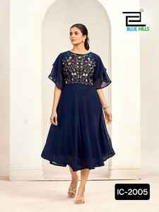 Ropa étnica india Heavy Georgette Butti con costura interior Fancy Unique Doble capa Mangas patrón Vestido para ropa informal - Product Image 5