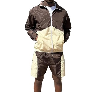 Personalizado 2025 verano Nylon poliéster dos piezas chaqueta y traje de jogging conjunto deportes cortavientos chándal pantalones cortos conjuntos para hombres - Product Image 1