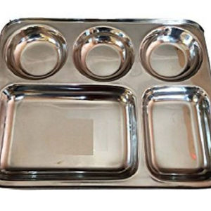Bandeja Rectangular de Acero Inoxidable Electrolítico con 7 Compartimentos, Reutilizable, Antiadherente y Ecológica para Restaurantes de Comida Rápida - Product Image 1