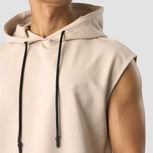 Alta calidad moda hombres sin mangas sudaderas con capucha superventas músculo Fitness ligero sin mangas Sudadera con capucha para hombres - Product Image 6