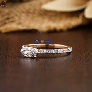 0.72 TDW Marquise & รอบตัดแหวนเพชร18K โรสโกลด์ปูหิน cvd/hpht Diamond Lab - Product Image 3