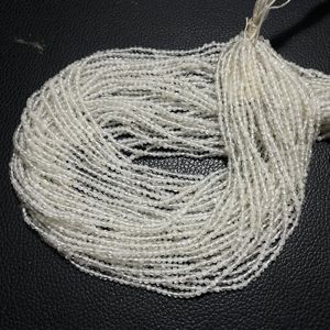 Cuentas de forma redonda lisa de piedra lunar blanca Cuentas pequeñas lisas de piedras preciosas naturales - Product Image 3