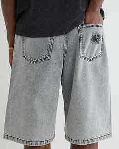 กางเกงยีนส์ขาสั้นผ้าแคนวาสผู้ชายซักปานกลางผ้าฝ้ายระบายอากาศได้เอวปานกลางน้ำหนักเบาแนวสตรีทแวร์ระบายอากาศได้ดีผลิตตามสั่ง - Product Image 2