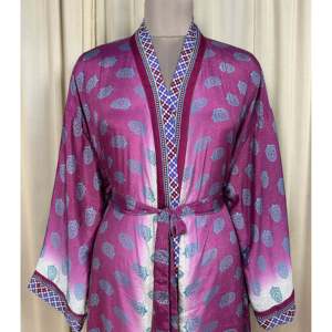 Recycled Silk Sari Women's Boho Chic Vintage Beach Cover <b>Dress</b> Robe for Resort Wear <b>Gypsy</b> House Kimono for Lounge Swimsuit - Product Image 2