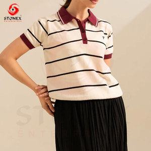 Chemise Femme Vintage en Coton Uni à Manches Courtes, Tricotée, Respirante, Séchage Rapide, Écologique, Broderie Frontale - Product Image 1