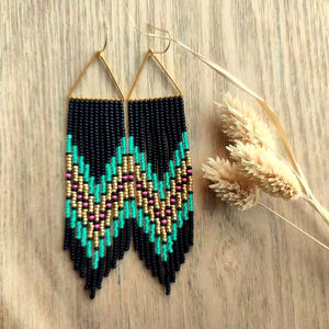 Handmade Boho Colorful Glass <b>Tassel</b> <b>Earrings</b> Women 8mm Black Blue Seed Woven Flower Design Girls Beach Holiday Jewelry Gift - Product Image 1