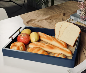 Plateau de service en bois de qualité supérieure avec poignées en métal, multifonctionnel, pouvant servir de repose-pieds, de table basse et de présentoir à nourriture, fabriqué au Vietnam - Product Image 6