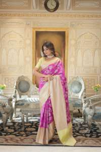 Jyothika Saree à la mode indien du nord et du sud bicolore avec chemisier en tissu Zardosi doux et sexy pour les mariages - Product Image 5