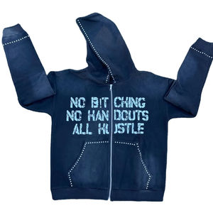 เสื้อฮู้ดดี้สปริงสตรีทแวร์ ผ้าฟลีซ ระบายอากาศ แห้งเร็ว ซิปหน้า ไม่มีเชือก ปรับแต่งลายได้ ชายรุ่ย สไตล์ลำลอง สำหรับผู้ชาย - Product Image 2