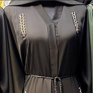 ชุดอาบายามุสลิมสีดำแบบดั้งเดิม2024ดูไบอุปกรณ์เสริมเสื้อผ้าอิสลามคาฟตันสำหรับผู้หญิงทำงานด้วยมือ - Product Image 1