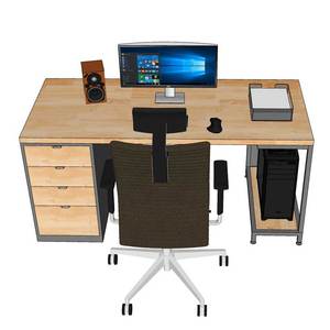 Wooden <b>Computer</b> <b>Desk</b> 160x70cm with 34mm Thick Edging CPU Shelf Storage Drawer and Metal Assembled for Hotels COD68052 - Product Image 4
