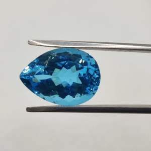 Pera Facetada de Topacio Azul 100% Natural de Alta Calidad, 16x12mm, Gemas Sueltas Todo en Uno para Joyería, Más de 50 Años de Experiencia - Product Image 1
