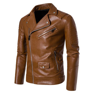 Chaqueta de Cuero Vintage Casual de Diseño Personalizado OEM para Hombre, Chaqueta de Cuero PU Estilo Motociclista con Cierre para Hombre - Product Image 3
